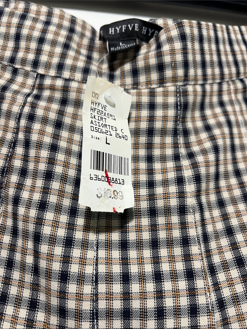 HYFVE Beige and Navy Plaid Pleated Mini Skirt - Picture 2 of 2
